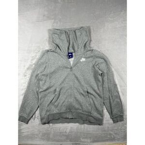 Nike Fleece Full Zip Mock Neck Jacket Grey Heather‎ Women Size Small